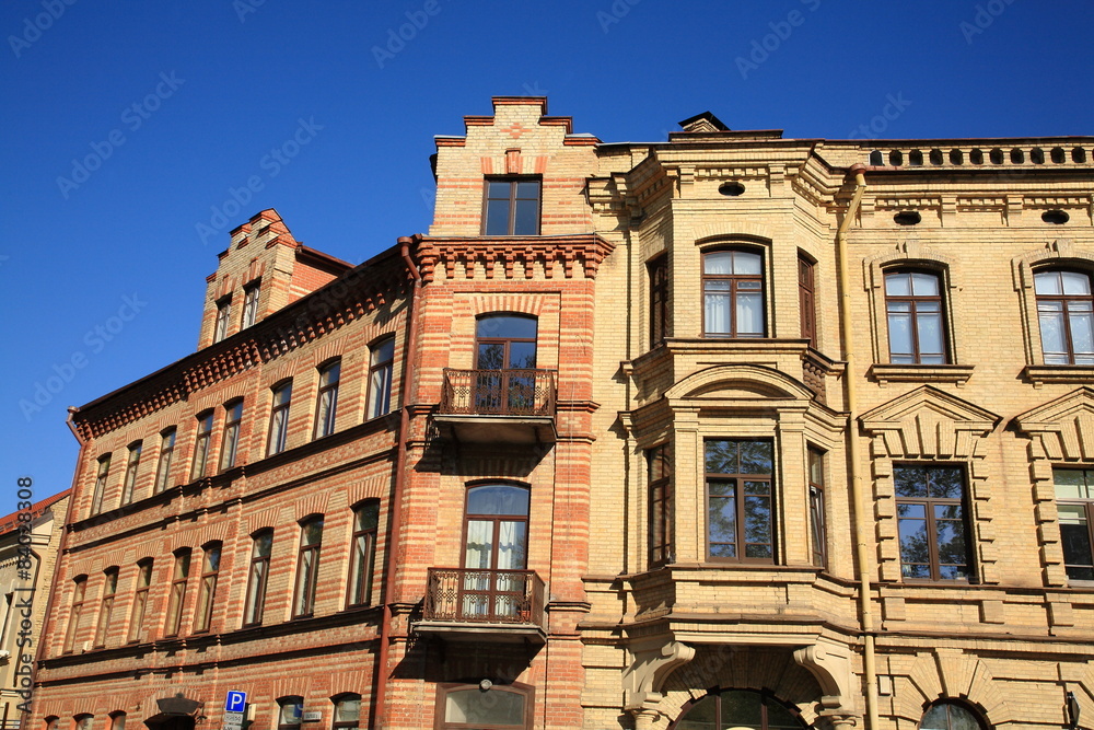 Bricks buildings in the city center of Vilnius