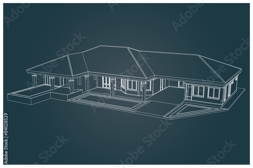 3D vector of house with isolated on white background