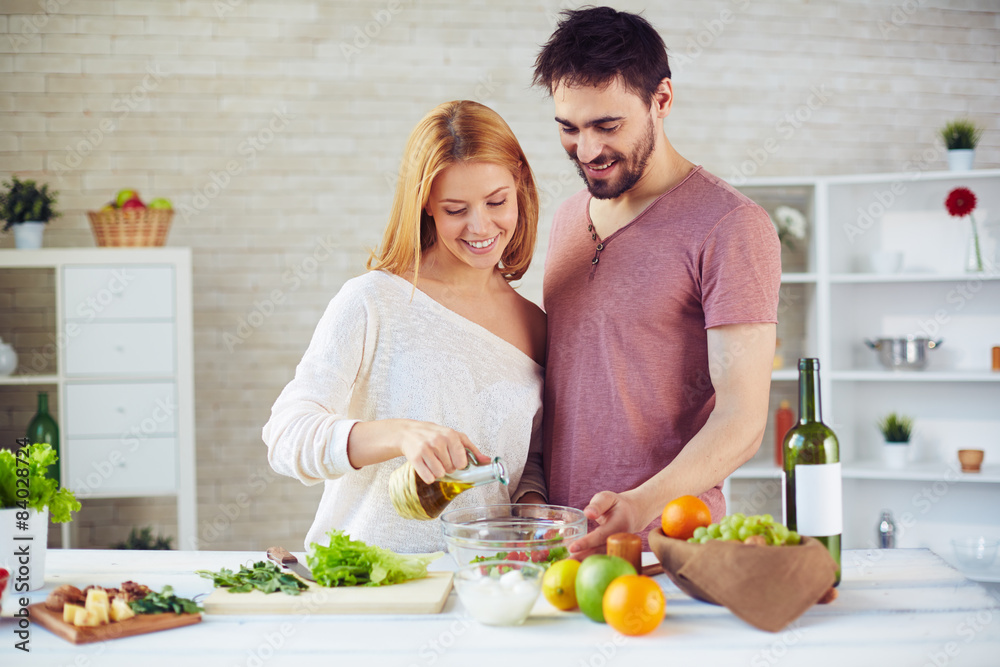 Making salad together Making salad together