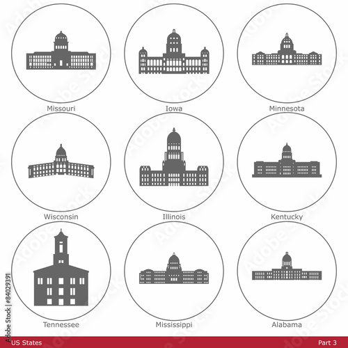 US States - symbolized by the State Capitols (Part 3)