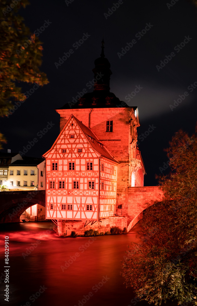 Bamberg bei Nacht Altes Rathaus