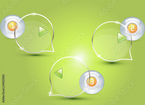 Glass speech bubbles on bright background