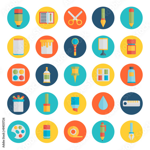 Colored flat design vector illustration icons set 
