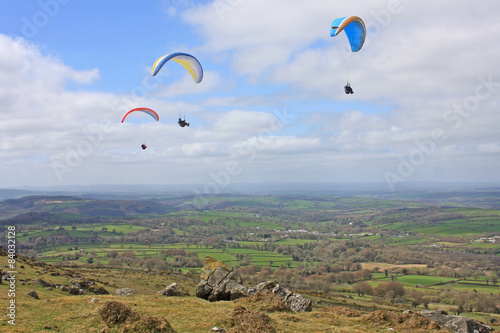 Paragliders over Dartmoor