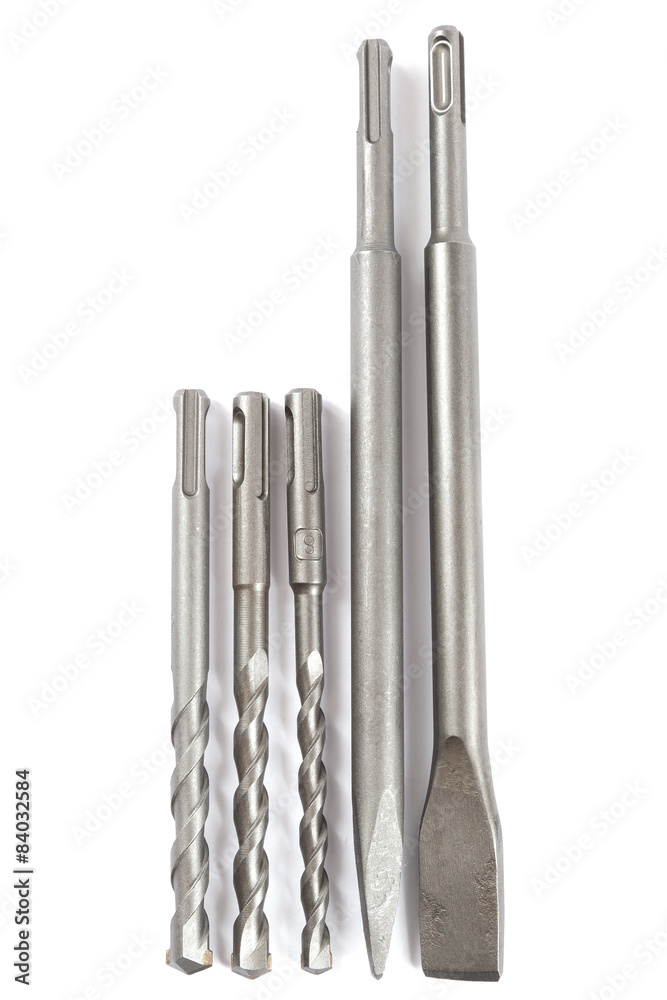 Drills for perforator isolated on white background.
