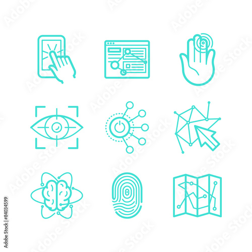 Vector set of icons in trendy linear style