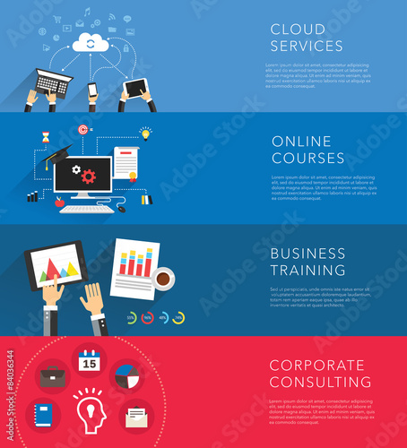 flat business training templates vector