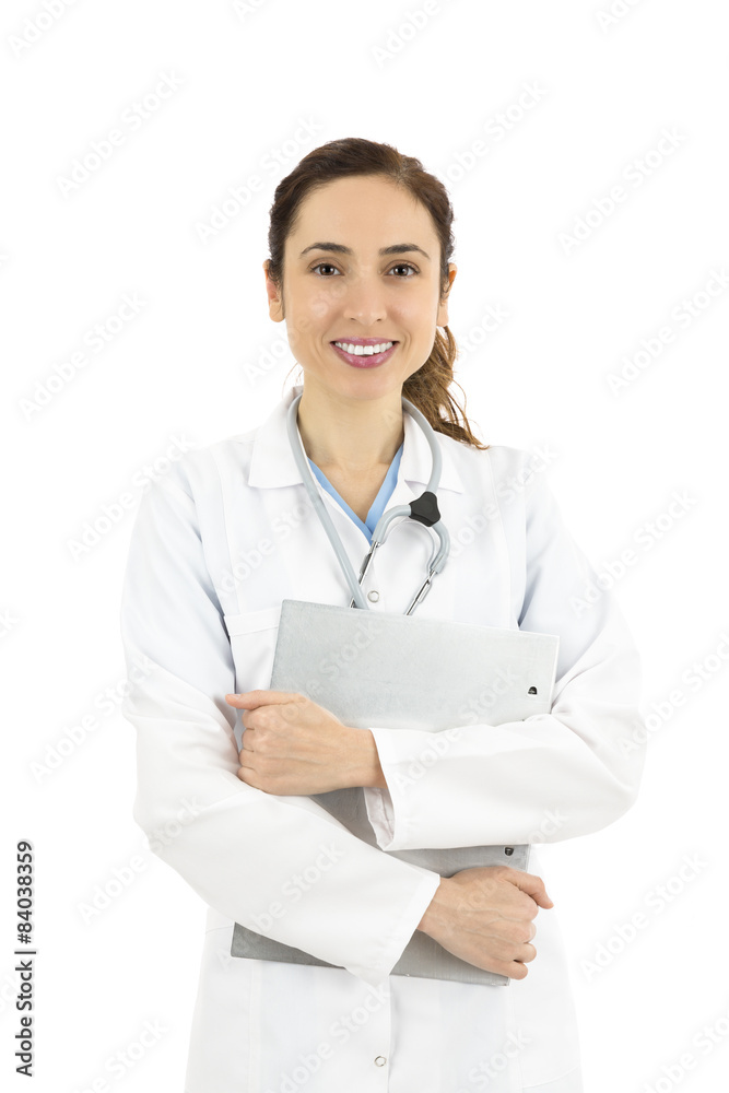 Female nurse or doctor holding clipboard in her hand Female nurse or doctor holding clipboard in her hand