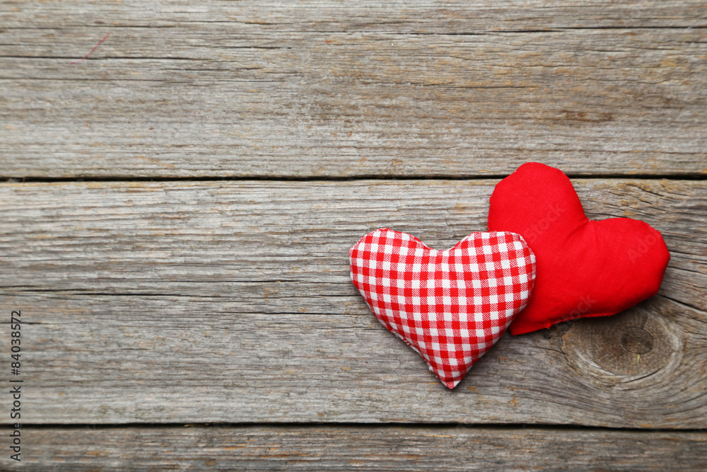 Love hearts on grey wooden background Love hearts on grey wooden background