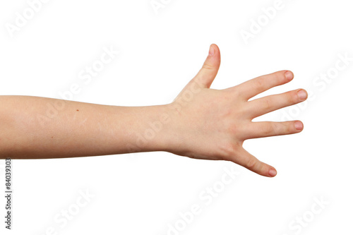 Obraz na płótnie Child hand on white background w salonie