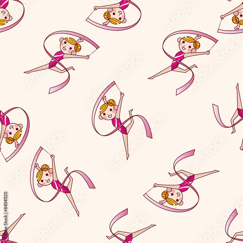 gymnastics , cartoon seamless pattern background