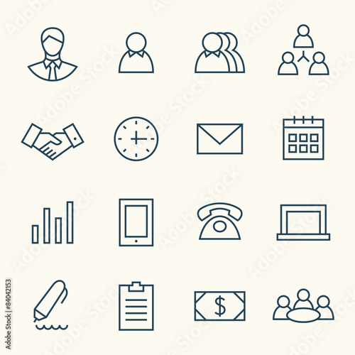 Business line icon set