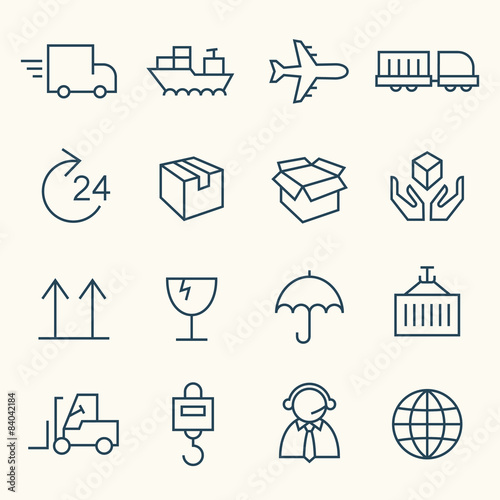 Logistics line icon set