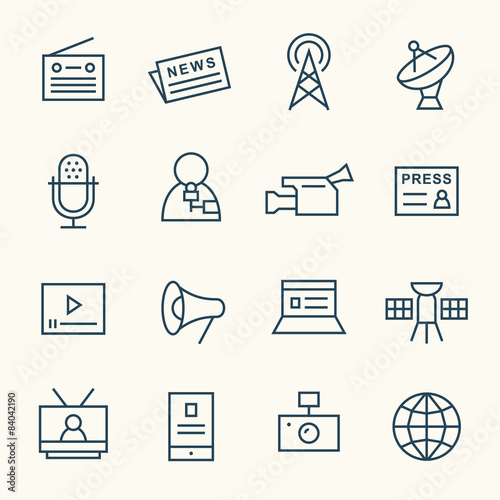 Media line icon set