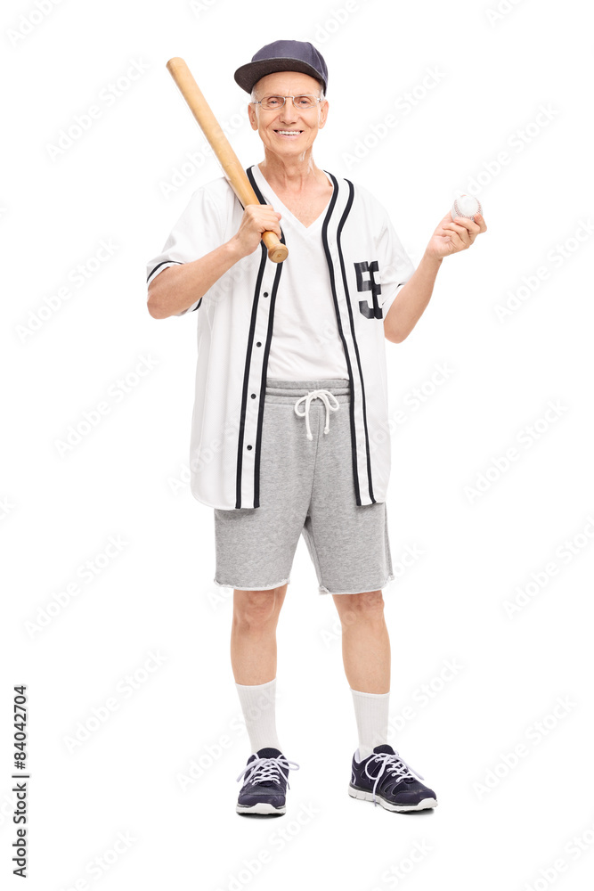 Active senior holding a baseball bat Active senior holding a baseball bat