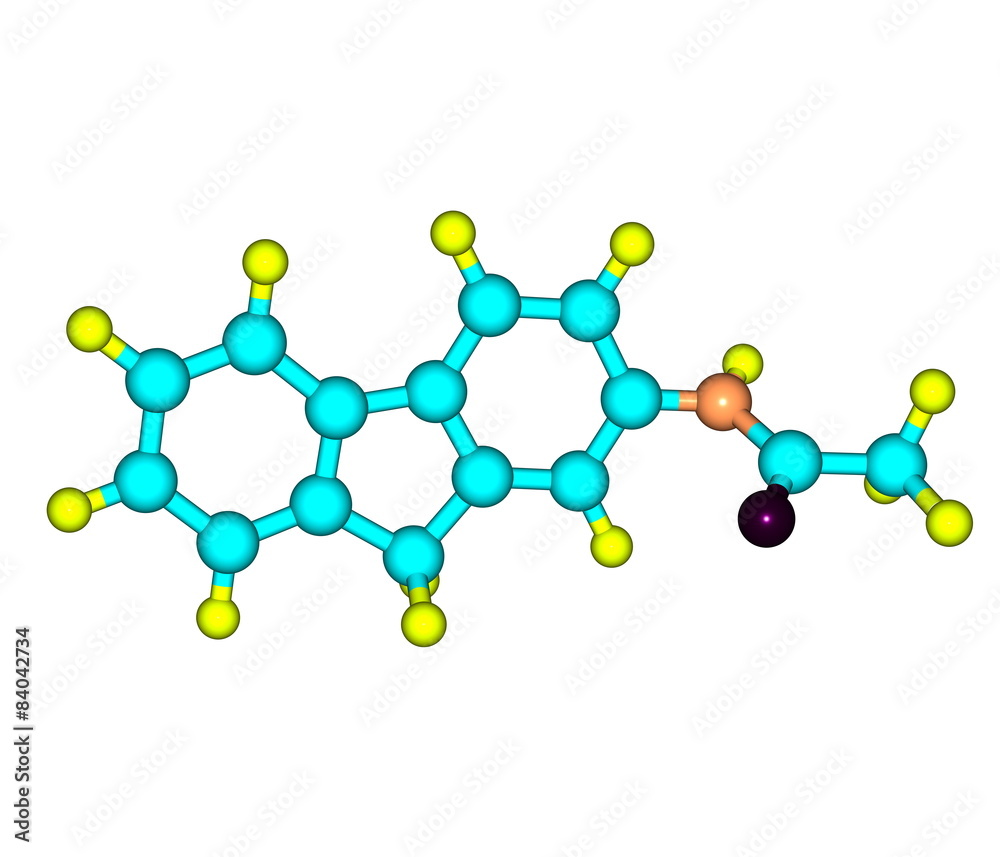 2-Acetylaminofluorene molecule isolated on white 2-Acetylaminofluorene molecule isolated on white