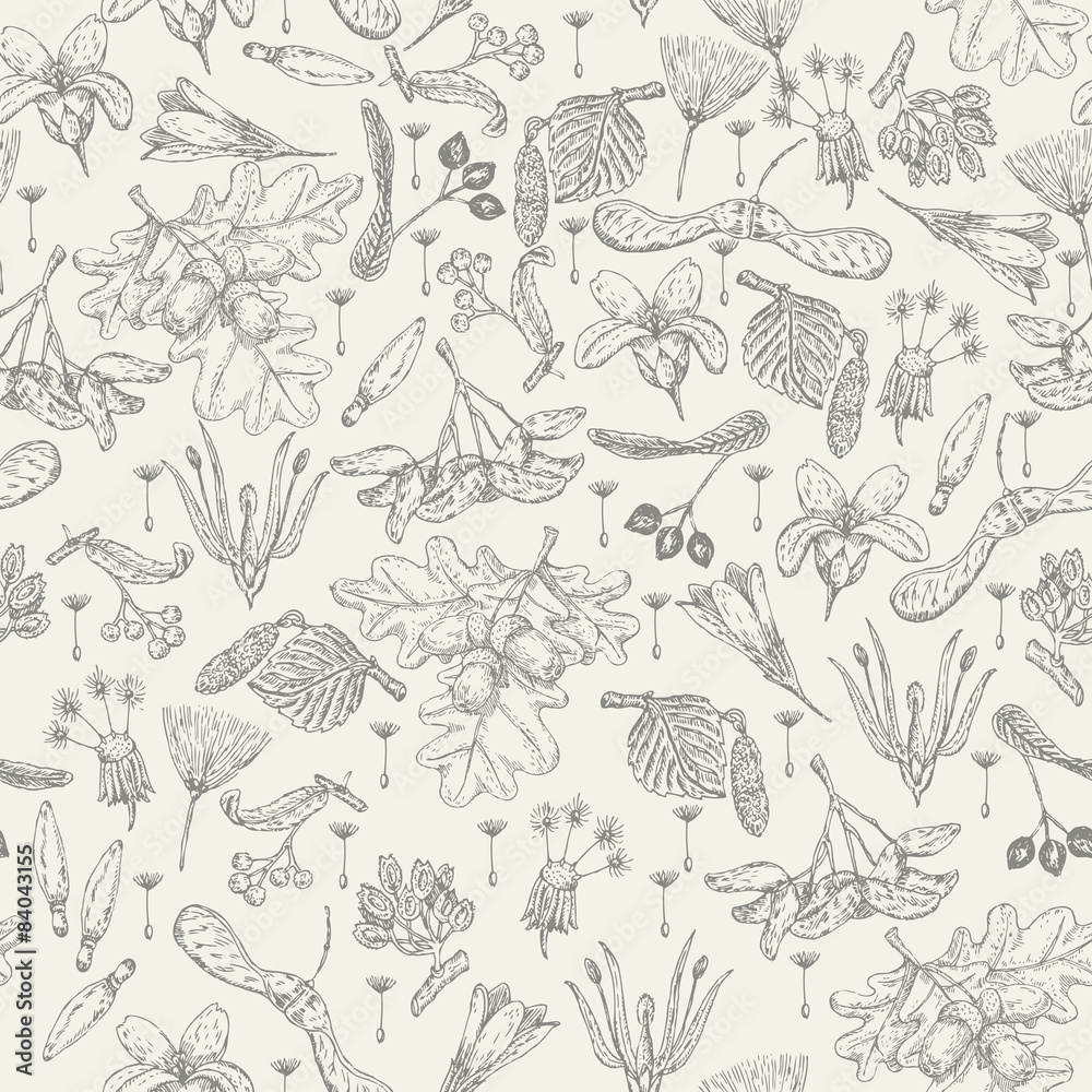 Seamless pattern with realistic seeds