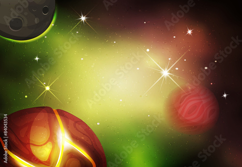 Scifi Space Background For Ui Game WIth Alien Moons and planets