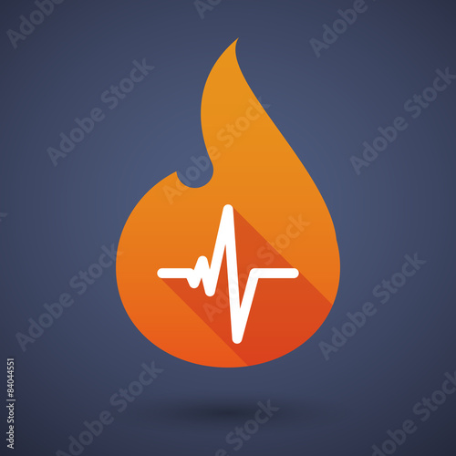 Flame icon with a heart beat sign