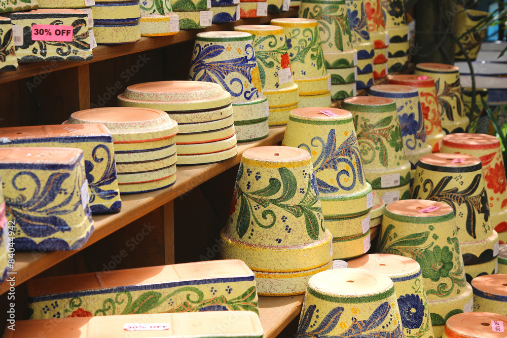 Colorful ceramic pots in Mijas