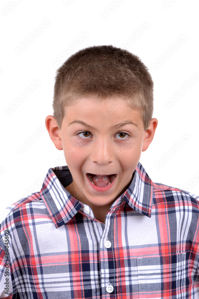 boy making funny face isolated white background boy making funny face isolated white background