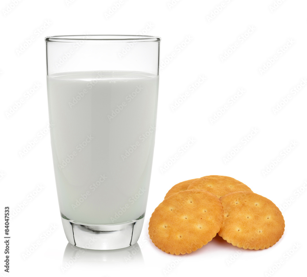 milk and cracker isolated on white background milk and cracker isolated on white background