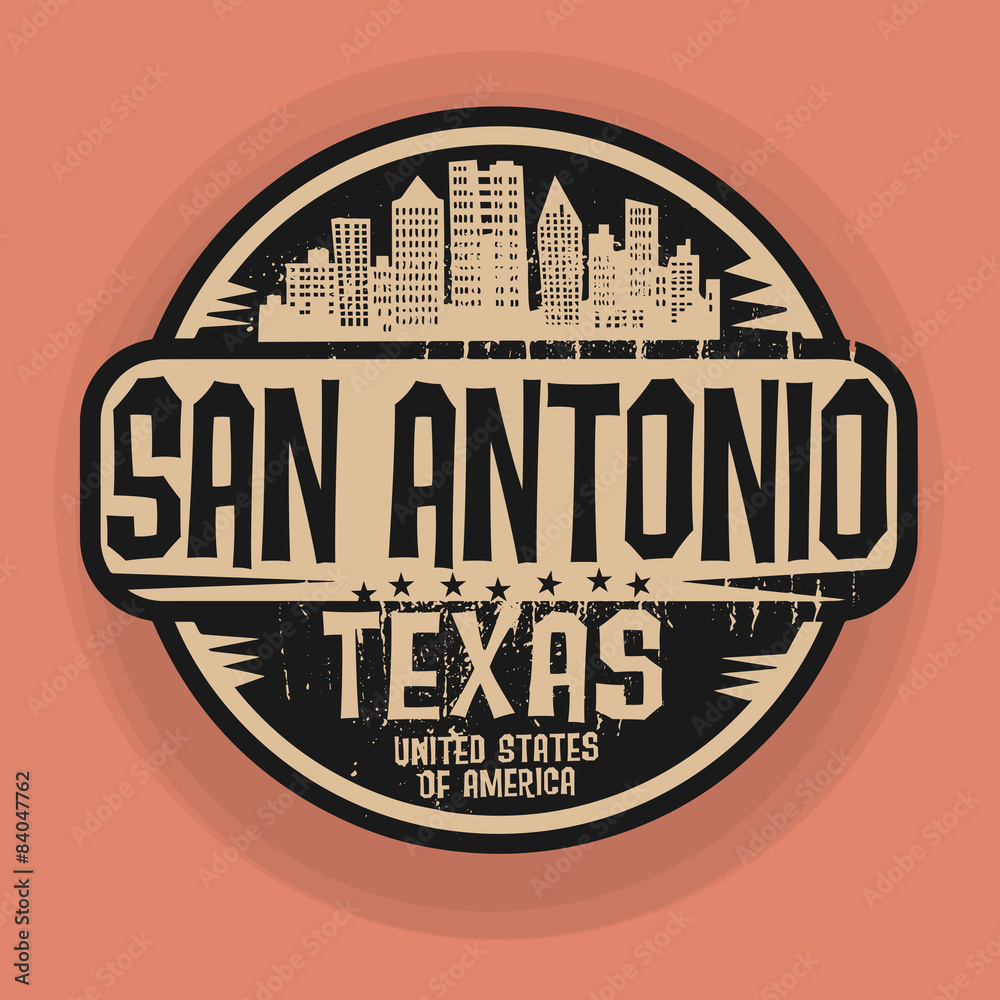 Obraz premium Stamp or label with name of San Antonio, Texas