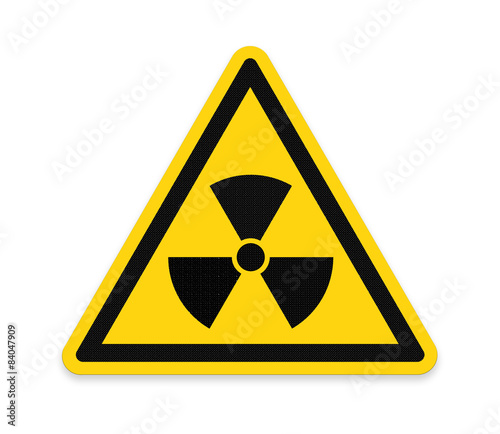 Yellow triangle sign with a radiation symbol ,part of a series.