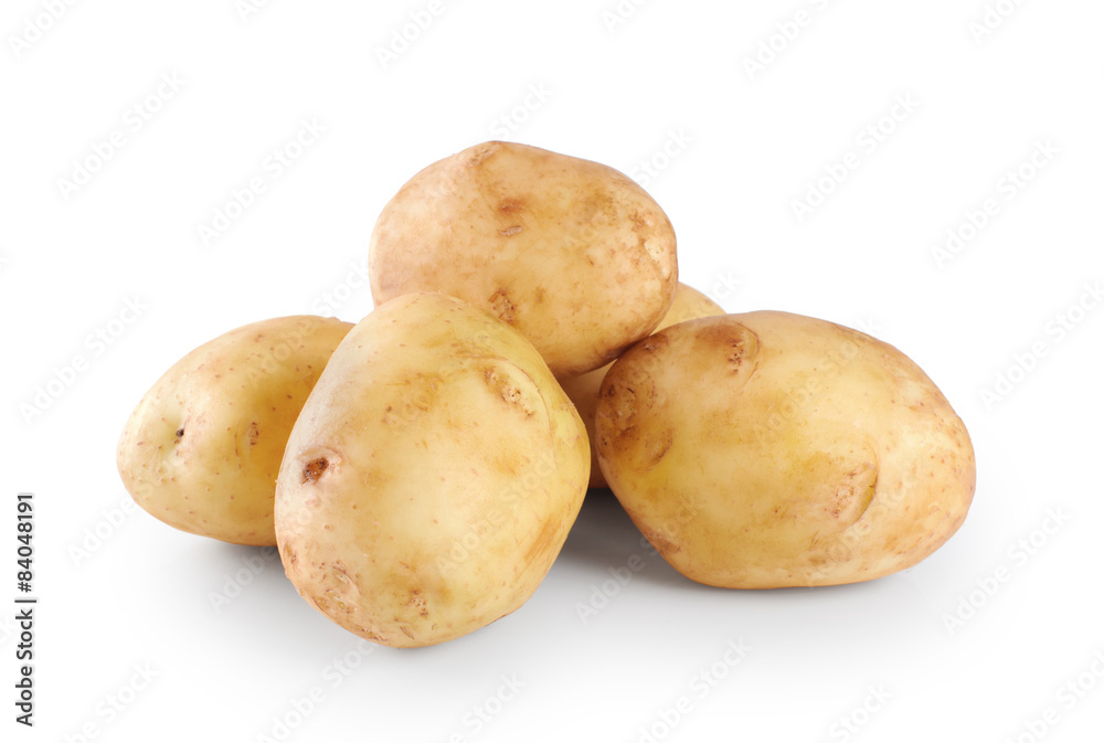 New potato isolated on white background close up New potato isolated on white background close up