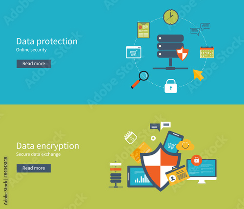 Set of flat design vector illustration concepts for data