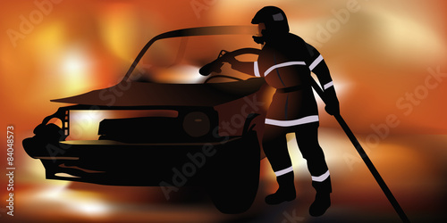 pompier - feu de voiture