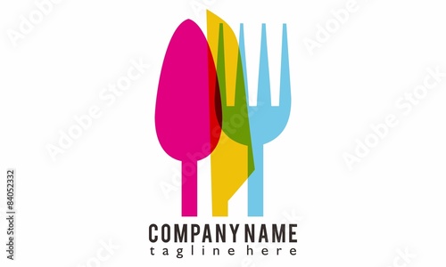 Fork spoon knife food logo vector