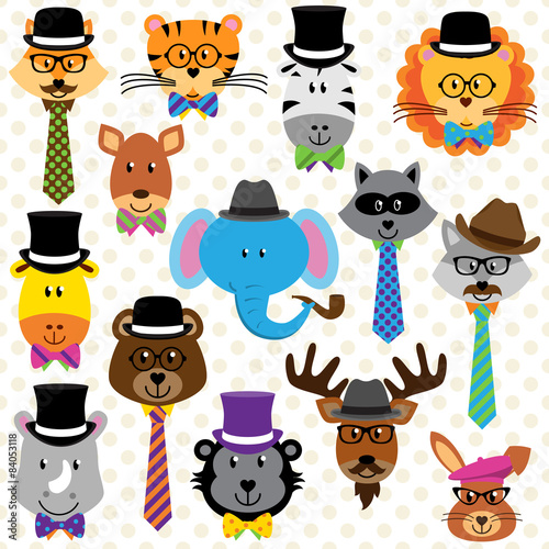 Cute Cartoon Collection of Well Dressed Animals