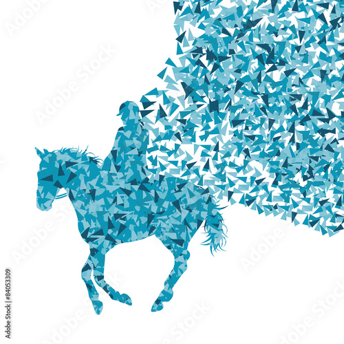 Horseback riding equestrian sport show with horse and rider vect