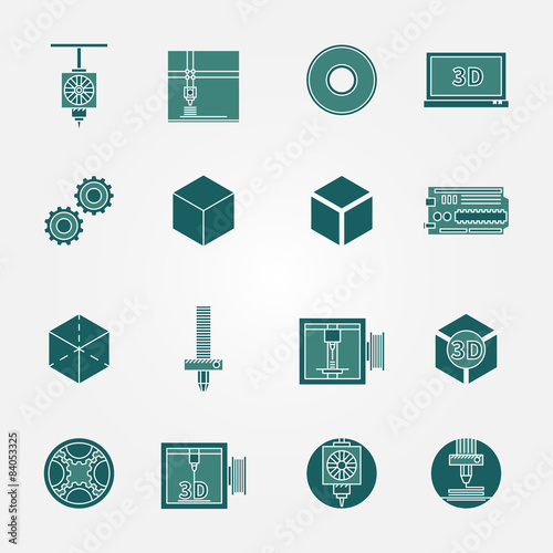 3D print icons vector set