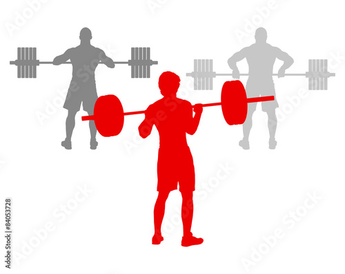 Man powerlifting weights isolated abstract winner concept vector