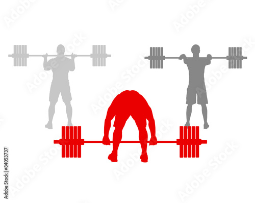 Man powerlifting weights isolated abstract winner concept vector