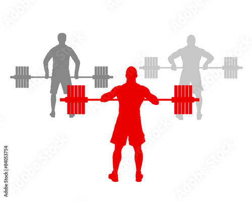 Man powerlifting weights isolated abstract winner concept vector