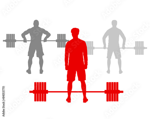 Man powerlifting weights isolated abstract winner concept vector