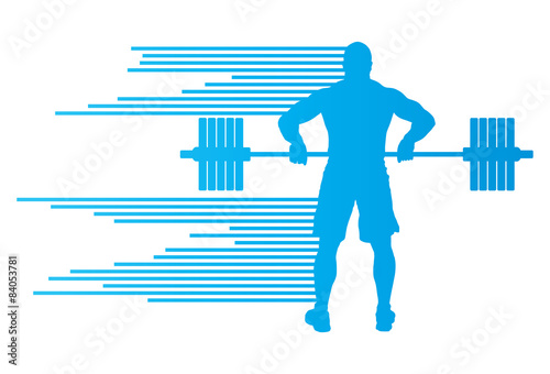 Weight lifting man abstract vector background concept