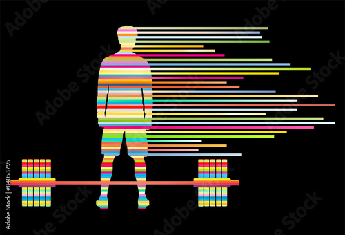 Weight lifting man abstract vector background concept