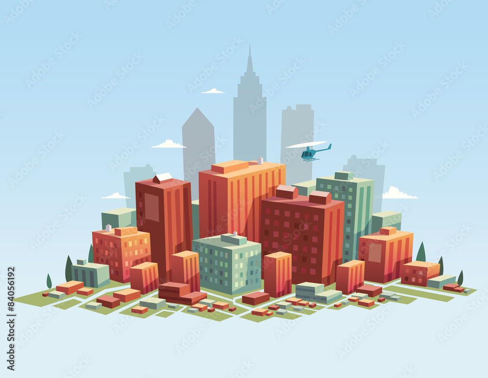 Colorful city. Vector illustration.