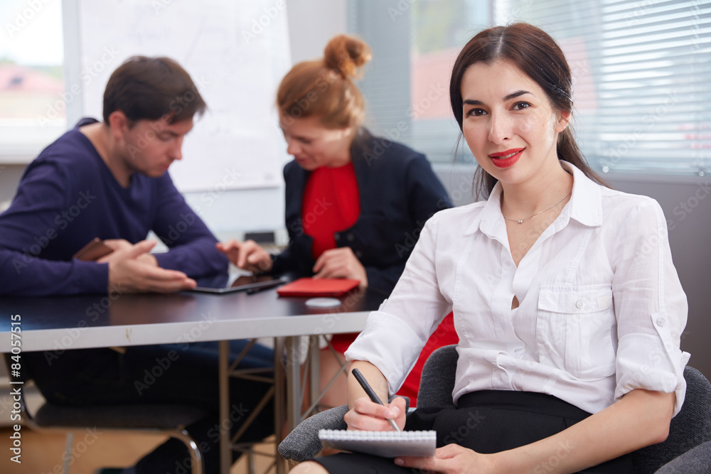 Fototapeta premium Three businessmen working in the office