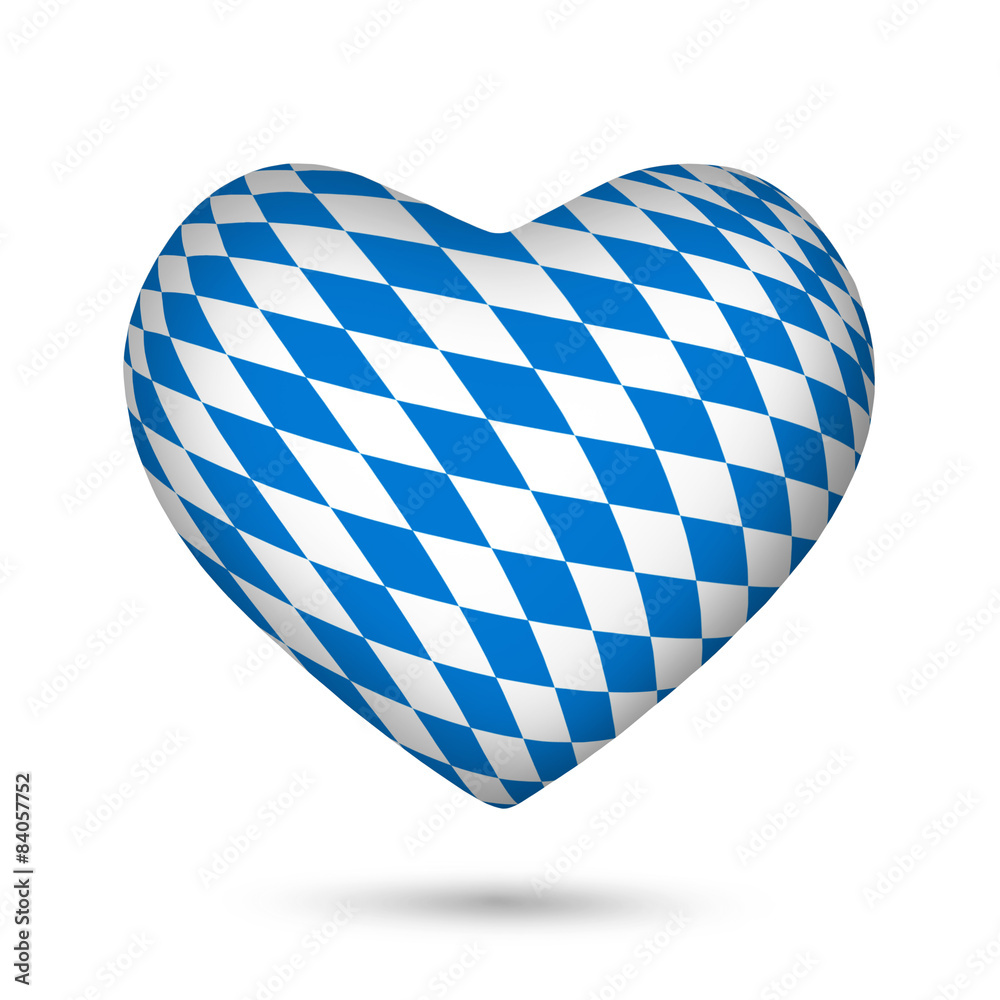 bayerische Flagge Bayern in Herz Form isoliert auf weißem