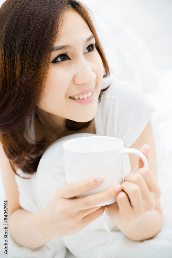 Portrait of a beautiful young woman in bed Portrait of a beautiful young woman in bed