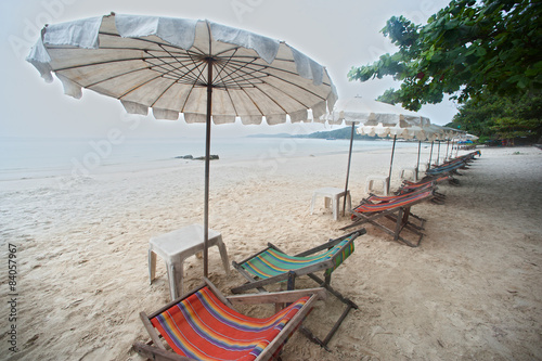 Umbrellas and beach chairs on Hat Sai Kaeo beach.