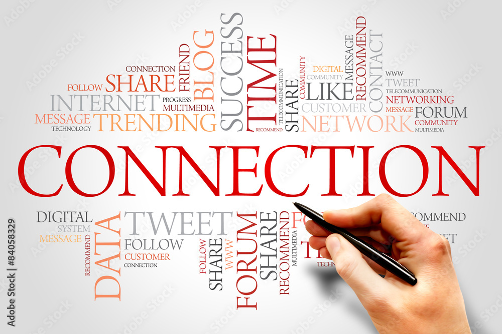 Connection word cloud, business concept Connection word cloud, business concept