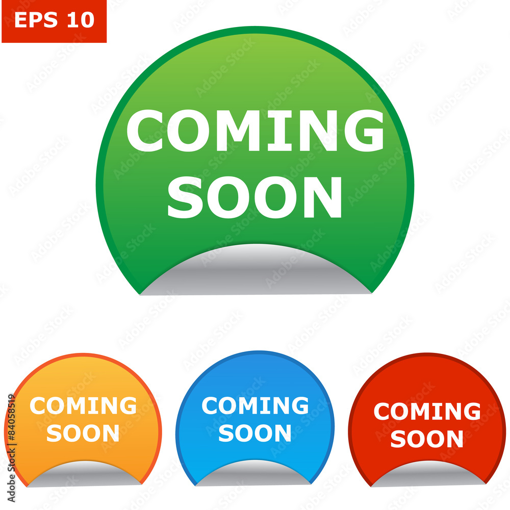 Vector coming soon labels set Vector coming soon labels set