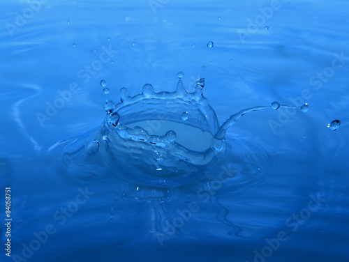 Blue water splash. Corona
