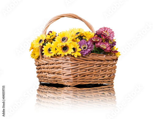 colorful flowers in a basket